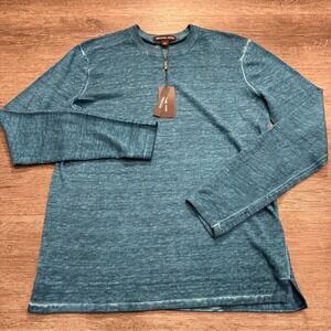 Michael Kors Sweater Mens Small Blue Linen Blend Heathered Crew Neck Teal Casual